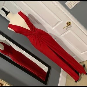 Red plunge dress